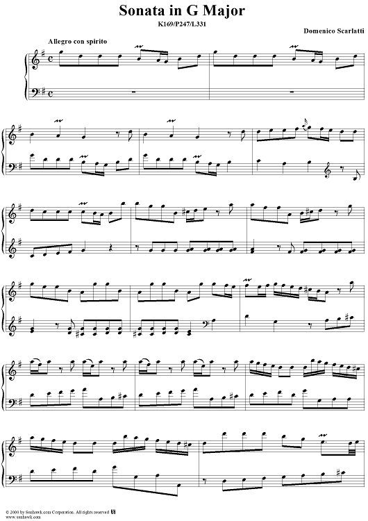 Sonata in G major, K169