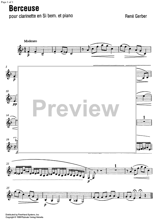 Berceuse - Clarinet in B-flat