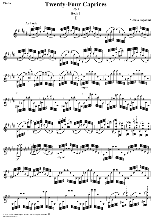 Twenty-Four Caprices: Nos. 1 - 12