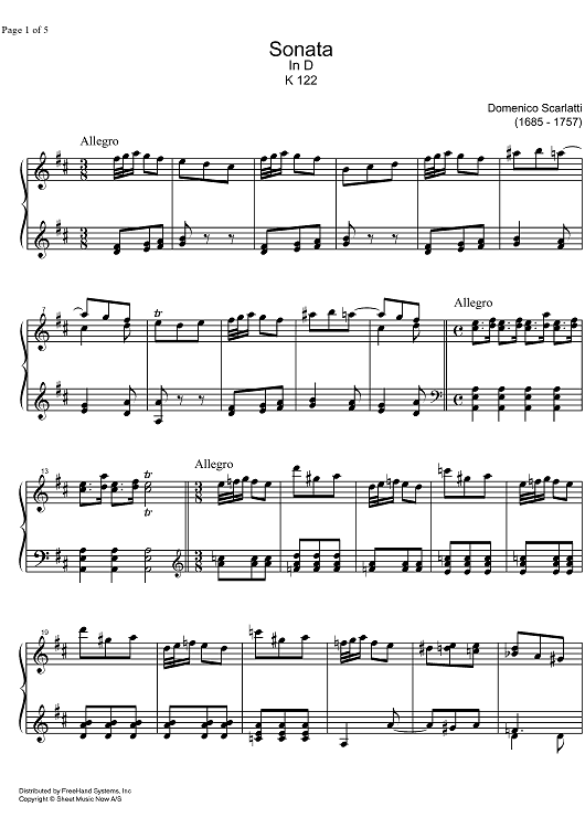 Sonata D Major K122