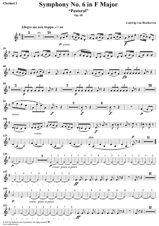 Symphony No. 6 in F Major, "Pastoral" - Clarinet 2