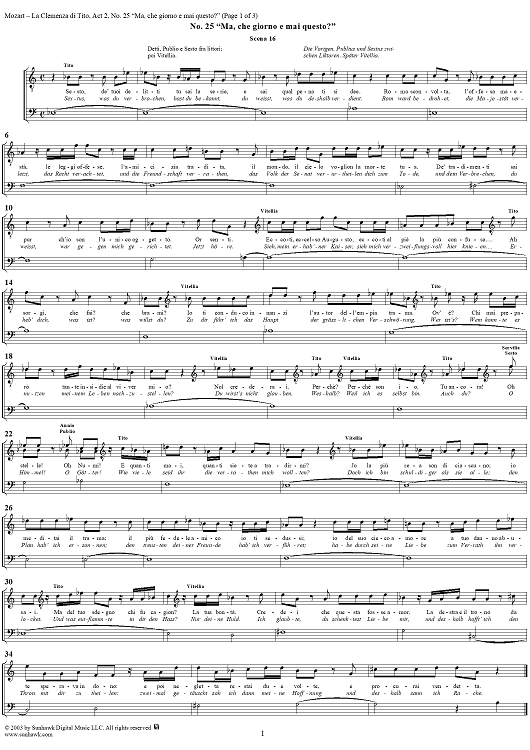 "Ma, che giorno è mai questo?", No. 25 from "La Clemenza di Tito", Act 2 (K621) - Full Score