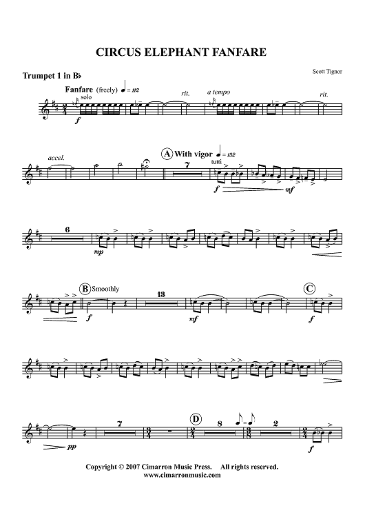 Circus Elephant Fanfare - Trumpet 1 in B-flat
