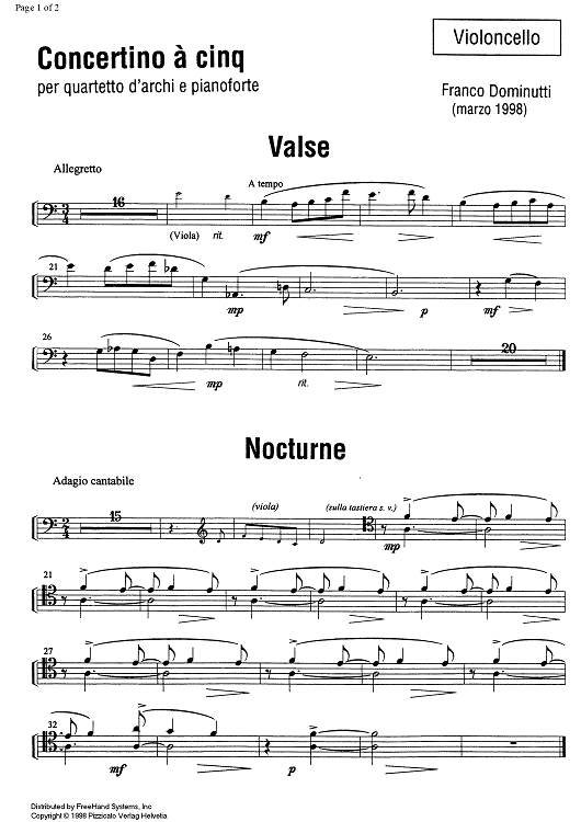 Concertino à cinq - Cello