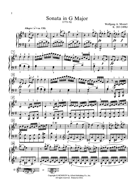 Sonata in G Major, 283