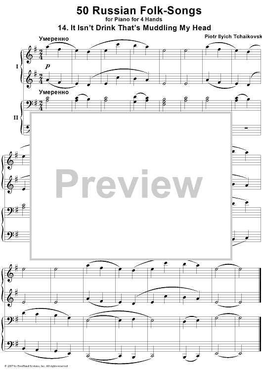 50 Russian Folk-Songs. No. 14. It Isn’t Drink That’s Muddling My Head
