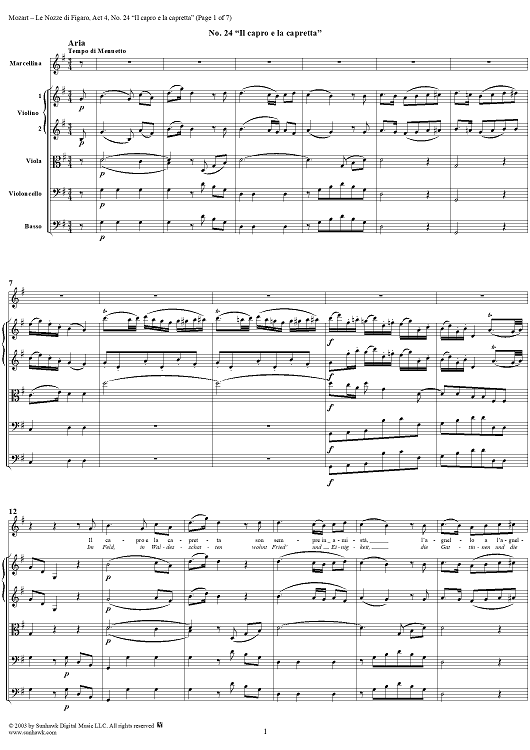 "Il capro e la capretta", No. 24 from "Le Nozze di Figaro", Act 4, K492 - Full Score