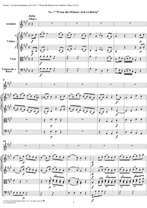 La Finta Giardiniera, Act 1, No. 7 "Wenn die Männer sich verlieben" (Aria) - Full Score