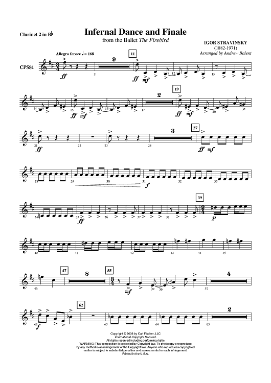 Infernal Dance and Finale - Clarinet 2 in B-flat