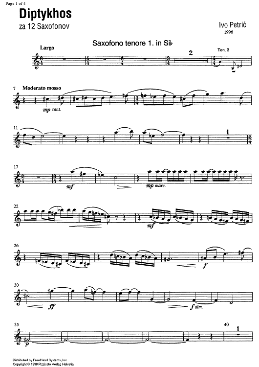 Diptykhos - B-flat Tenor Saxophone 1