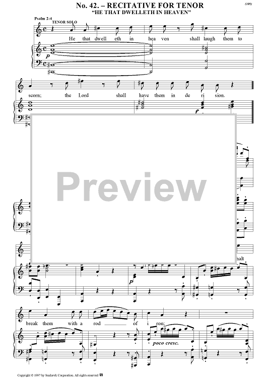 Messiah, no. 42: He that dwelleth in heaven - Piano Score