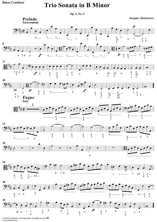 Trio Sonata in B Minor, Op. 3 No. 3 - Basso Continuo