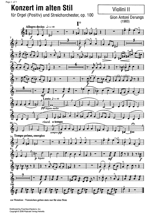 Konzert im alten Stil Op.100 - Violin 2