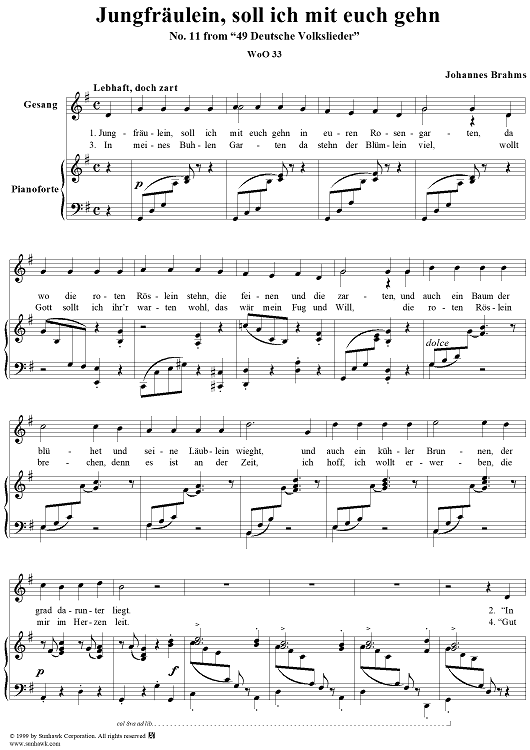 Jungfräulein, soll ich mit euch gehn - No. 11 from "49 Deutsche Volkslieder"  WoO 33