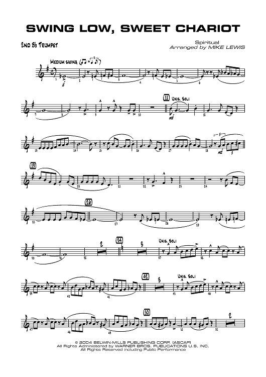 Swing Low, Sweet Chariot - B-flat Trumpet 2
