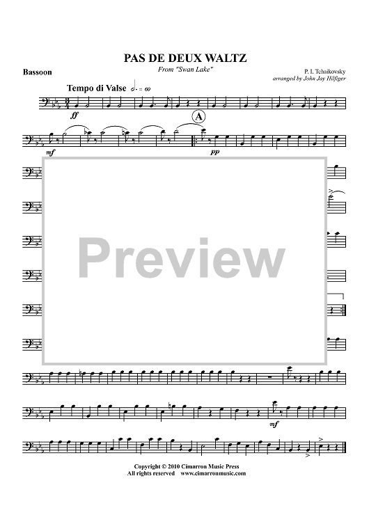 Pas de Deux Waltz - From "Swan Lake" - Bassoon