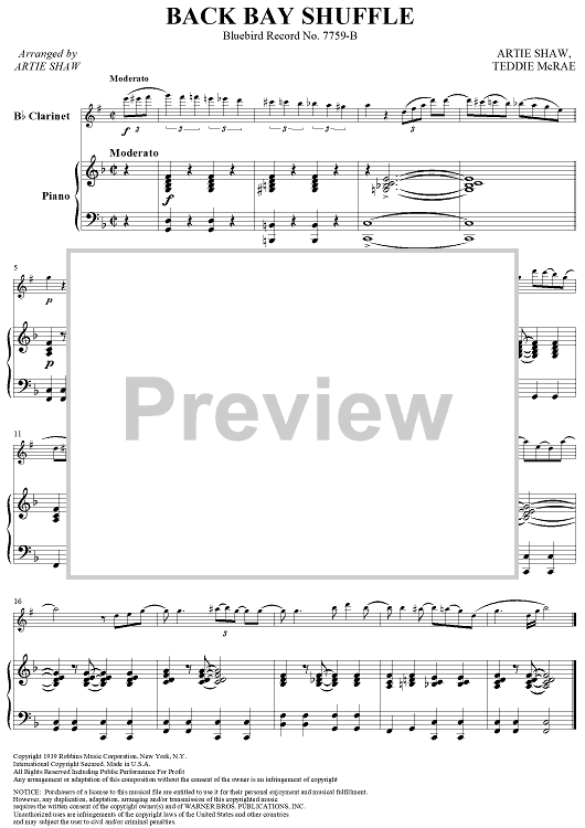 Back Bay Shuffle - Piano Score