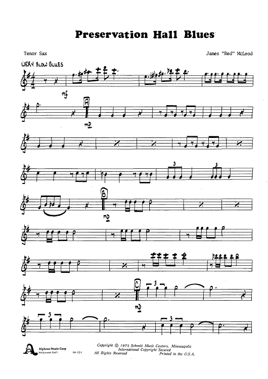 Preservation Hall Blues - Tenor Sax