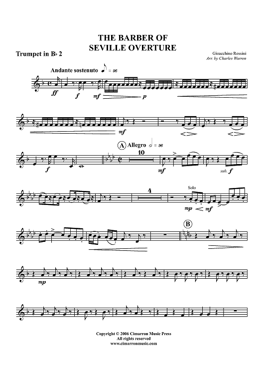 The Barber of Seville Overture - Trumpet 2 in B-flat