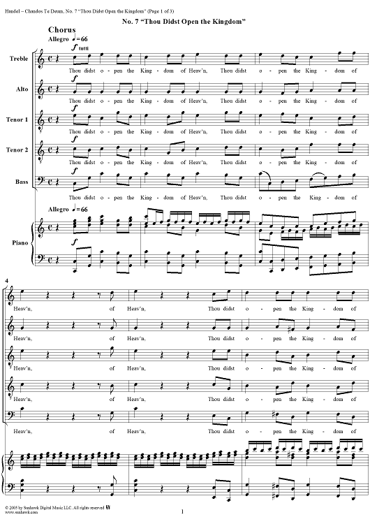 Chandos Te Deum in B-flat Major, HWV281: No. 7, Thou Didst Open the Kingdom