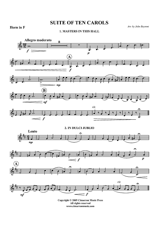 Suite of Ten Carols - Horn in F