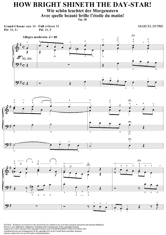 How Bright Shineth the Day-Star!, from "Seventy-Nine Chorales", Op. 28, No. 74