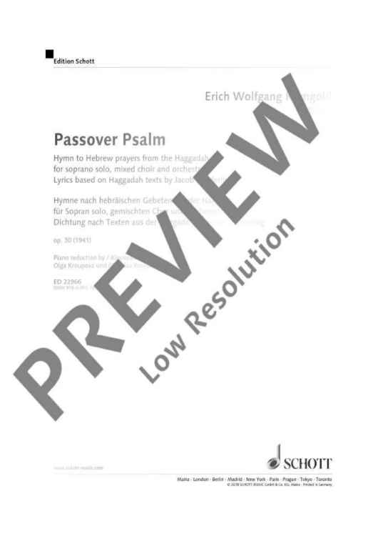 Passover Psalm - Piano Reduction