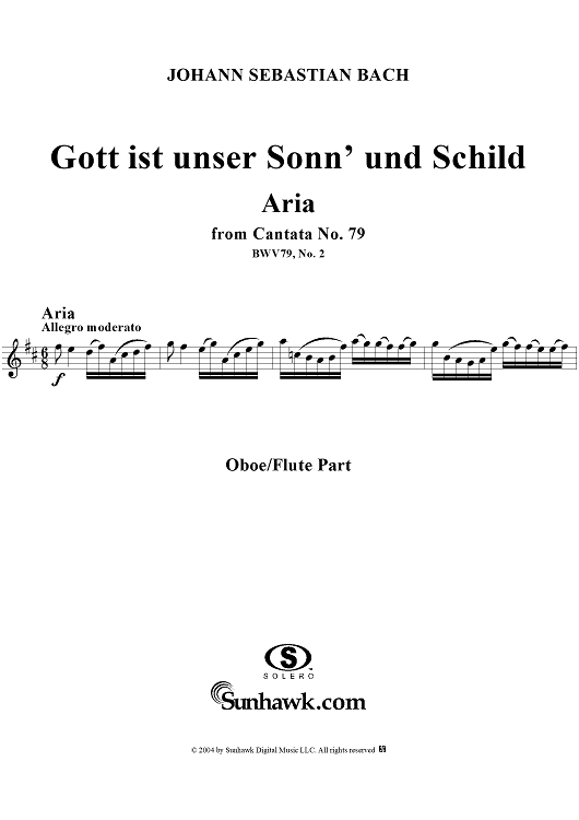 "Gott ist unser Sonn' und Schild!", Aria, No. 2 from Cantata No. 79: "Gott, der Herr, ist Sonn' und Schild" - Oboe