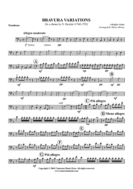 Bravura Variations on a theme by N. Dezede (1740-1792) - Trombone
