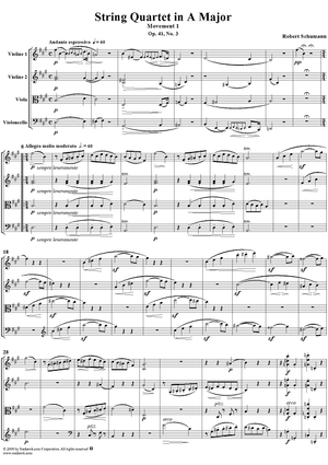 String Quartet No. 3, Movement 1 - Score