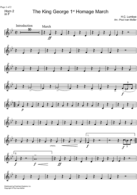 King George 1st Homage March - Horn in F 2