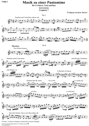 Musik zu einer Pantomime, K416d (K446) [Fragment] - Violin 1