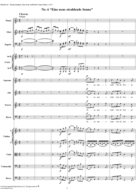 Eine neue strahlende Sonne, No. 6 from "König Stephan", Op. 117 - Full Score