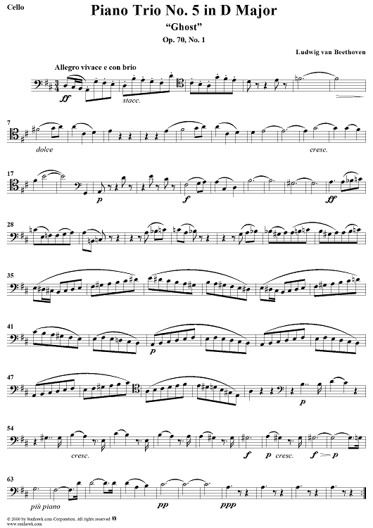 Piano Trio No. 5, Op. 70, No. 1 - Cello