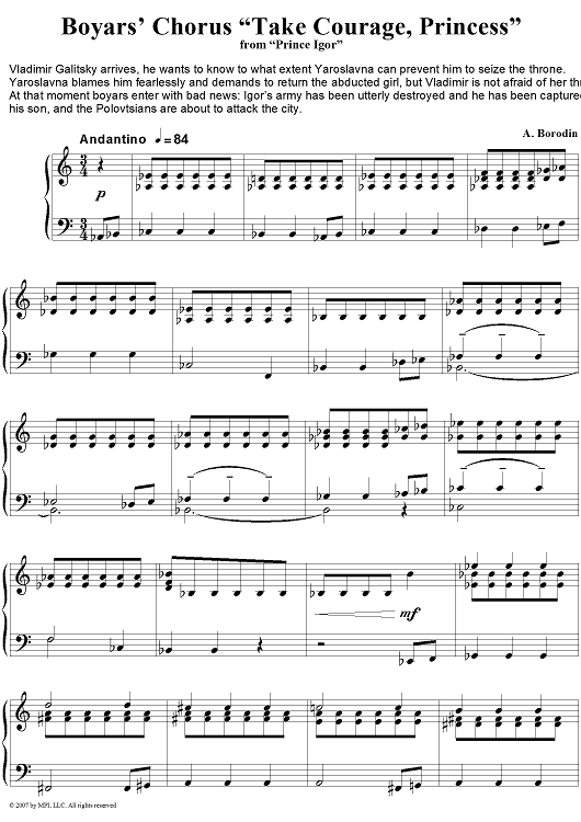 Prince Igor.  7. Boyars’ Chorus “Take Courage, Princess”