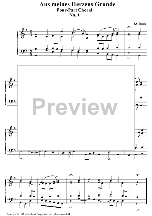 Four Part Choral, no. 1: Aus meines Herzens Grunde, BWV269
