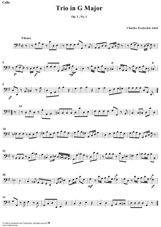 Trio in G Major Op. 3, No. 1 - Cello