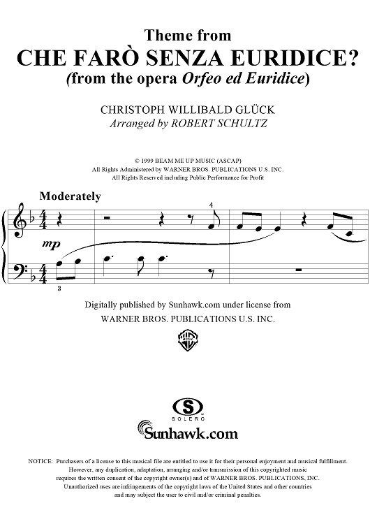 Che Farò Senza Euridice? (from the opera "Orfeo ed Euridice") (Theme)