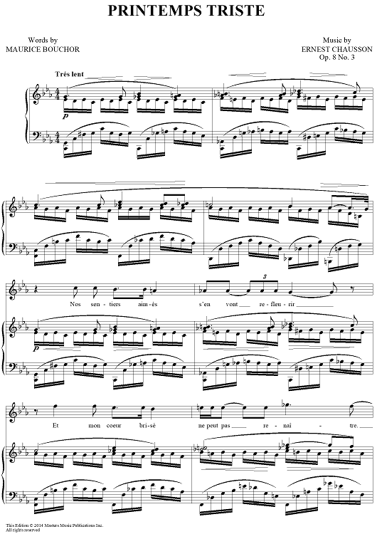 Printemps Triste (4 Mélodies, Op. 8, No. 3)