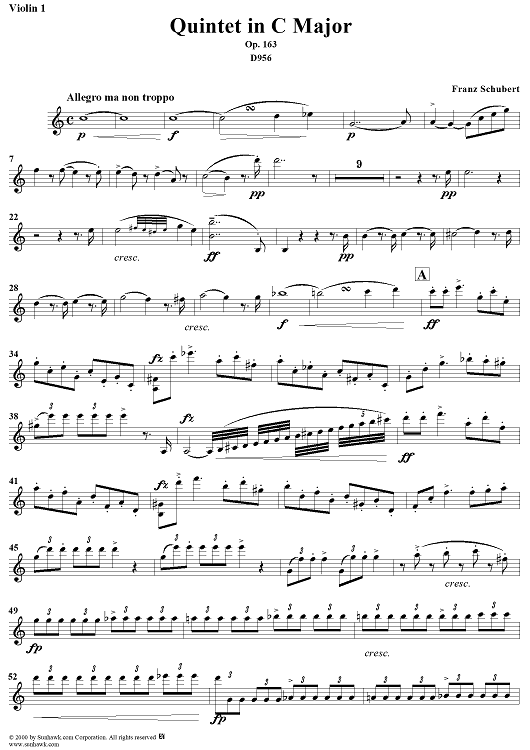 String Quintet in C Major, Op. posth. 163 - Violin 1
