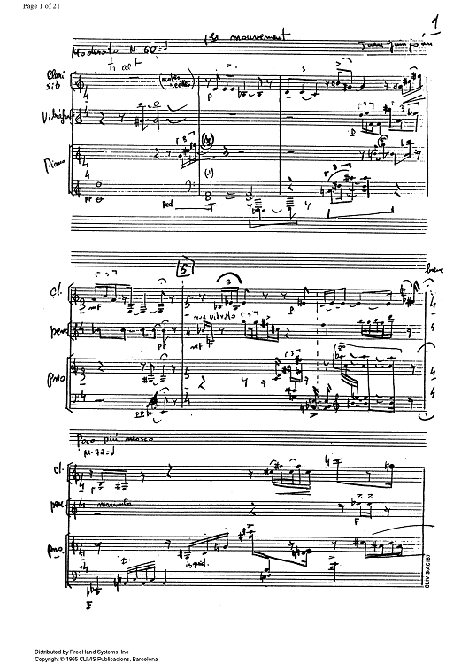 Trois mouvements (Three movements) - Score