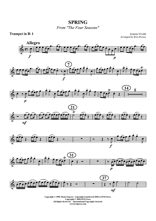 Spring from "The Four Seasons" - Trumpet 1