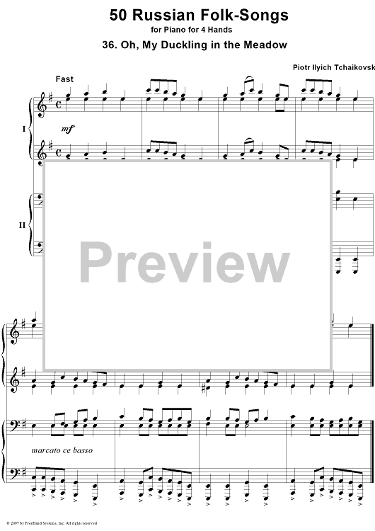 50 Russian Folk-Songs. No. 36. Oh, My Duckling in the Meadow