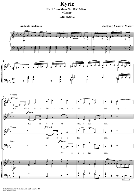 Kyrie - No. 1 from Mass no. 18 in C minor ("Great")   - K427 (K417a)