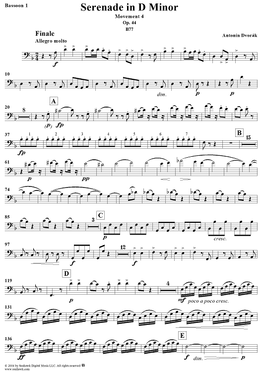 Serenade in D Minor, Op. 44, Movement 4 - Bassoon 1