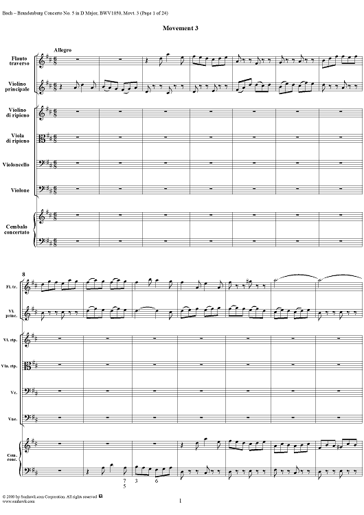 Brandenburg Concerto No. 5: Allegro - Score