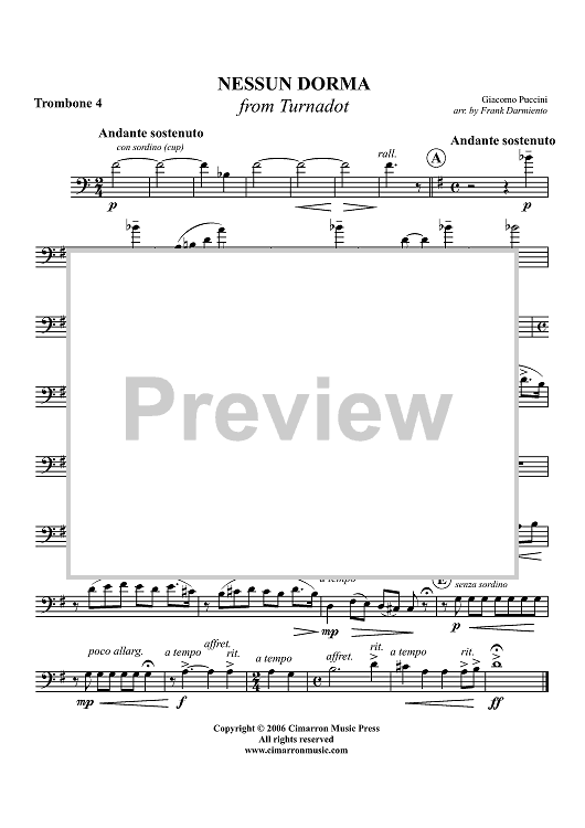Nessun Dorma - Trombone 4