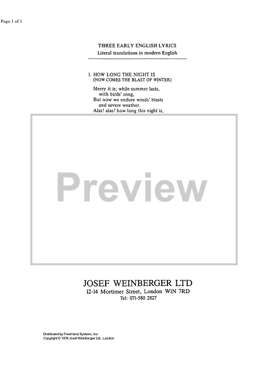 3 Early English Lyrics - Preface