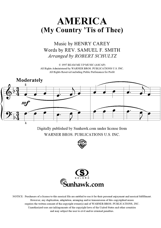 America  (My Country 'Tis of Thee)