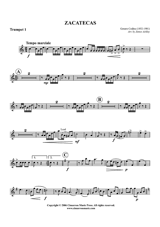 Zacatecas March - Trumpet 1